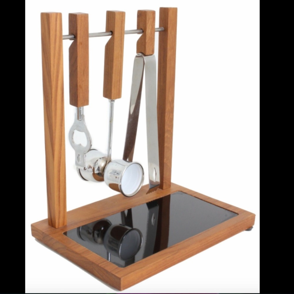 Georges Briard Bar Tools Set Teak Wood Barware Utensils Vintage 60s MCM